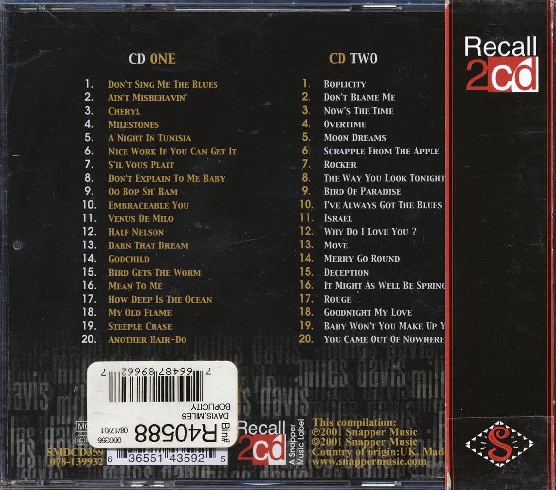 Miles Davis - Boplicity (40 tracks) (2xCD) - CD, CD