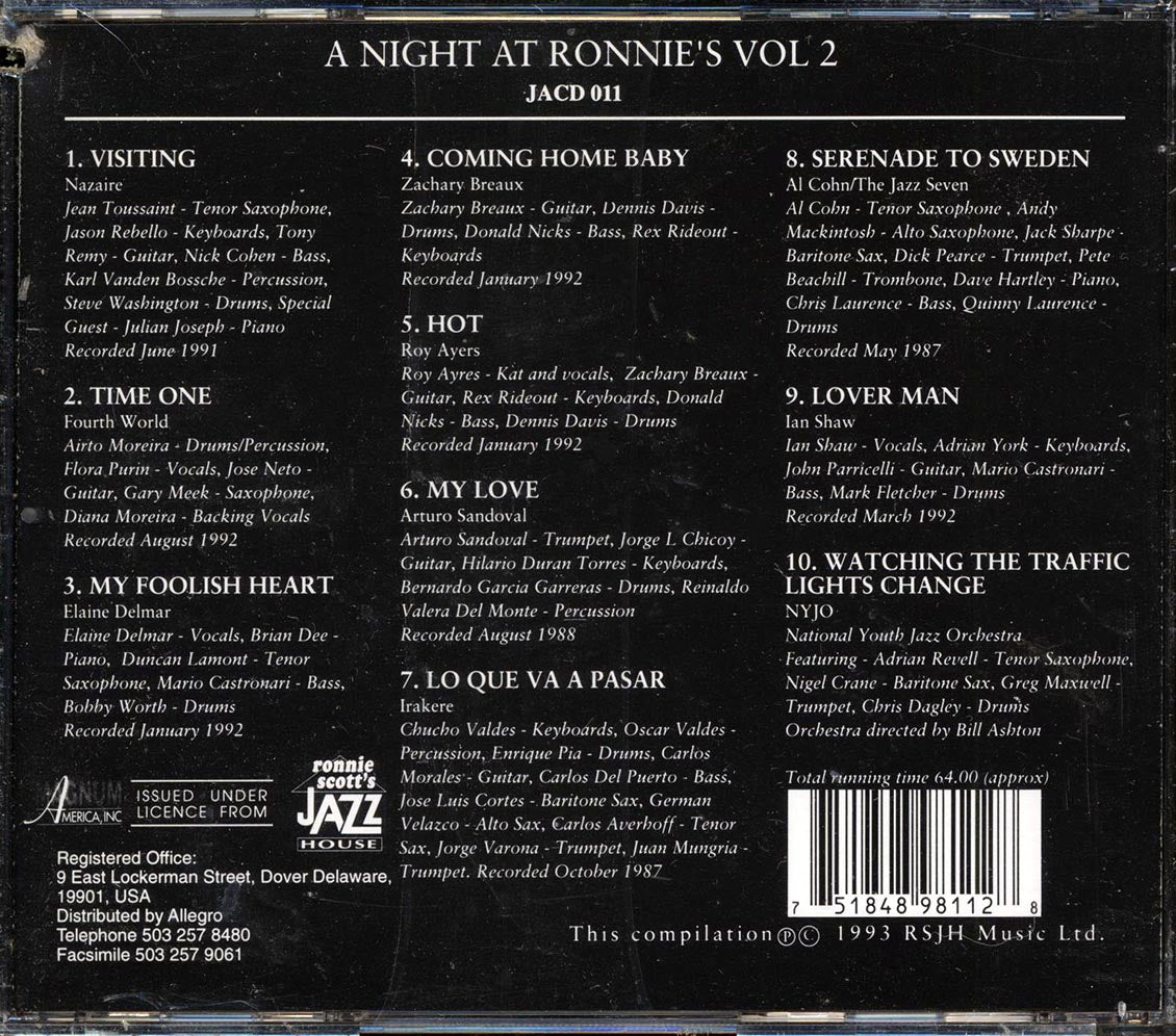 Arturo Sandoval, Fourth World, Roy Ayers, Etc. - A Night At Ronnie's Volume 2 - CD, CD