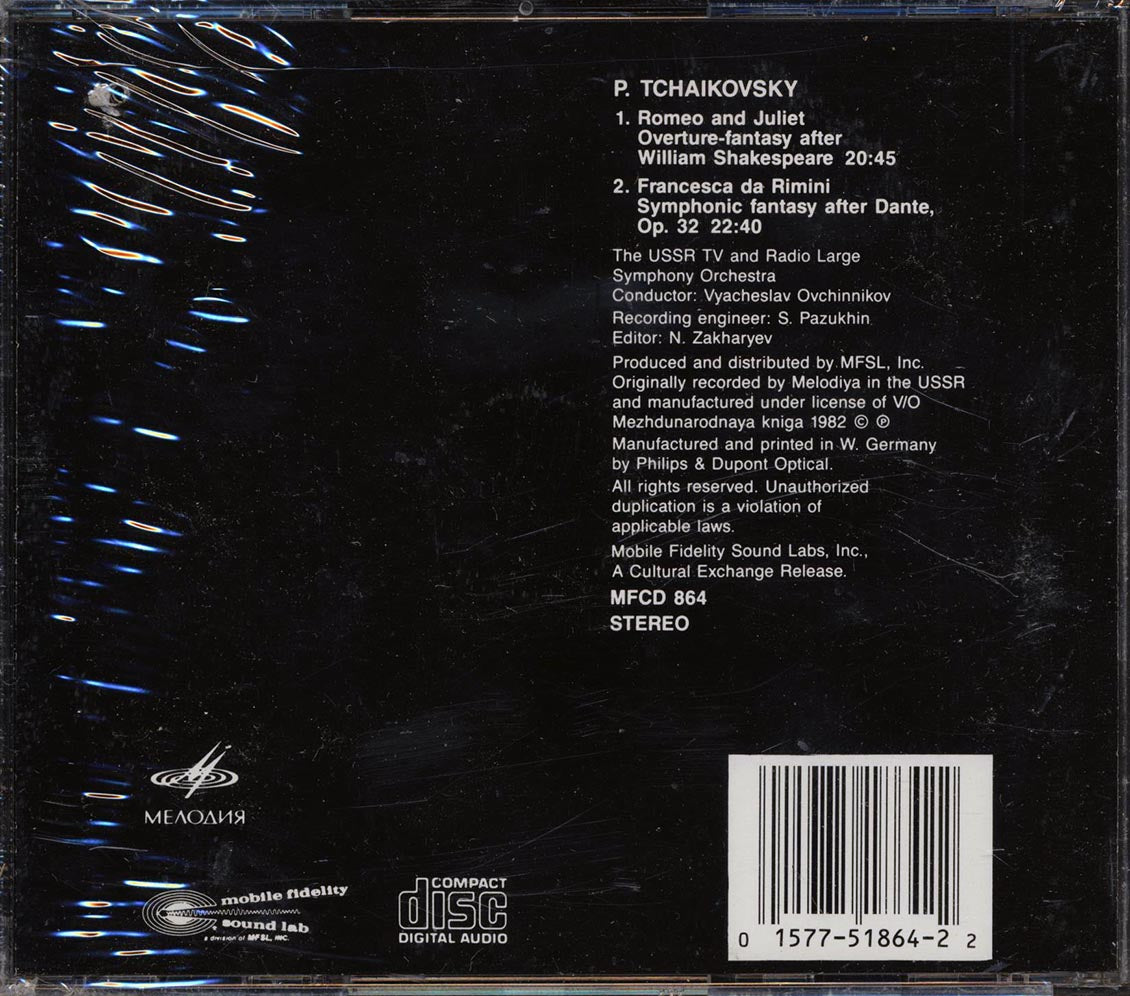 Tchaikovsky, Vyacheslav Ovchinnikov, The USSR TV And Radio Large Symphony Orchestra - Romeo And Juliet, Francesca Da Rimini - CD, CD