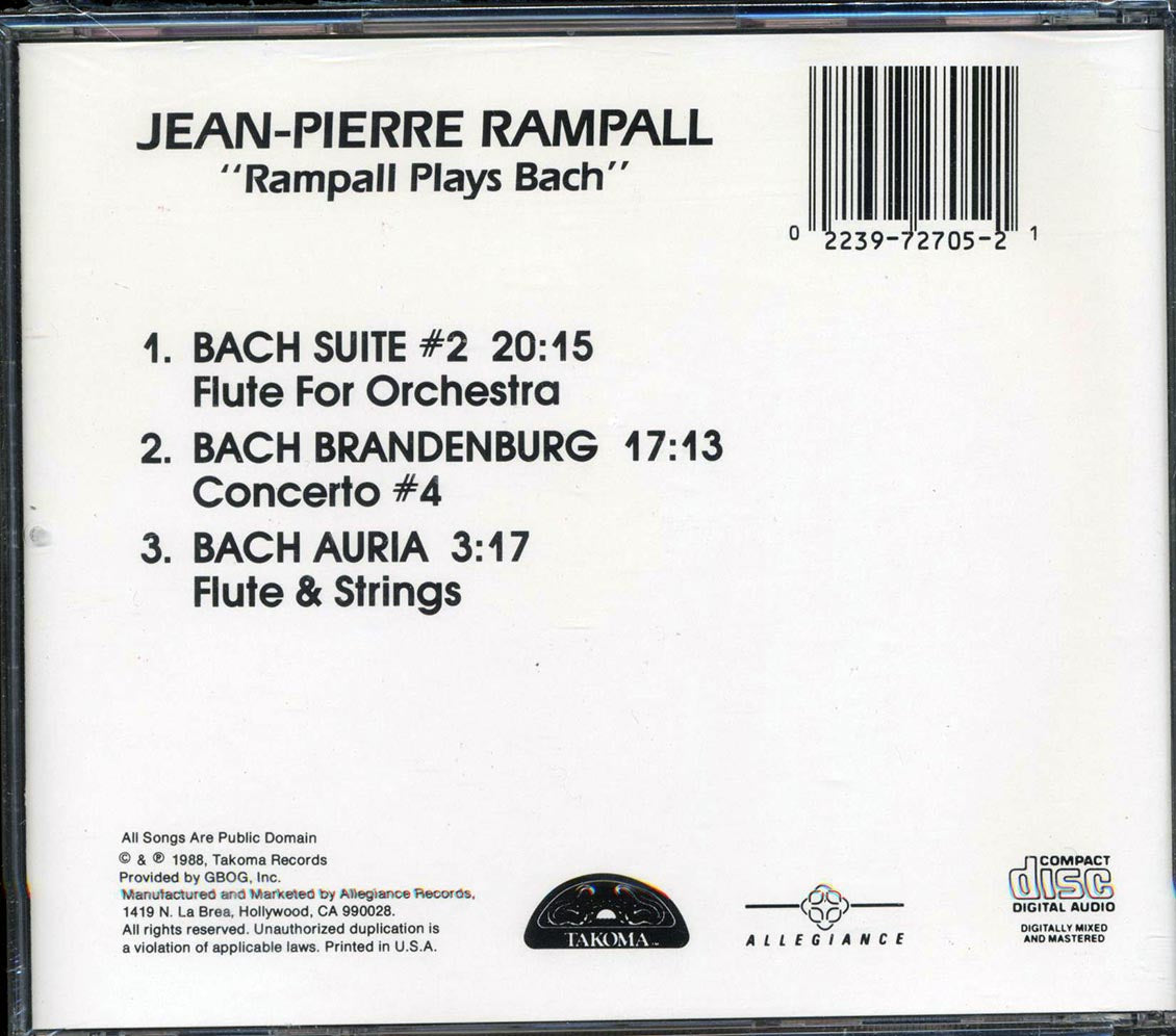 Jean-Pierre Rampall - Rampall Plays Bach - CD, CD