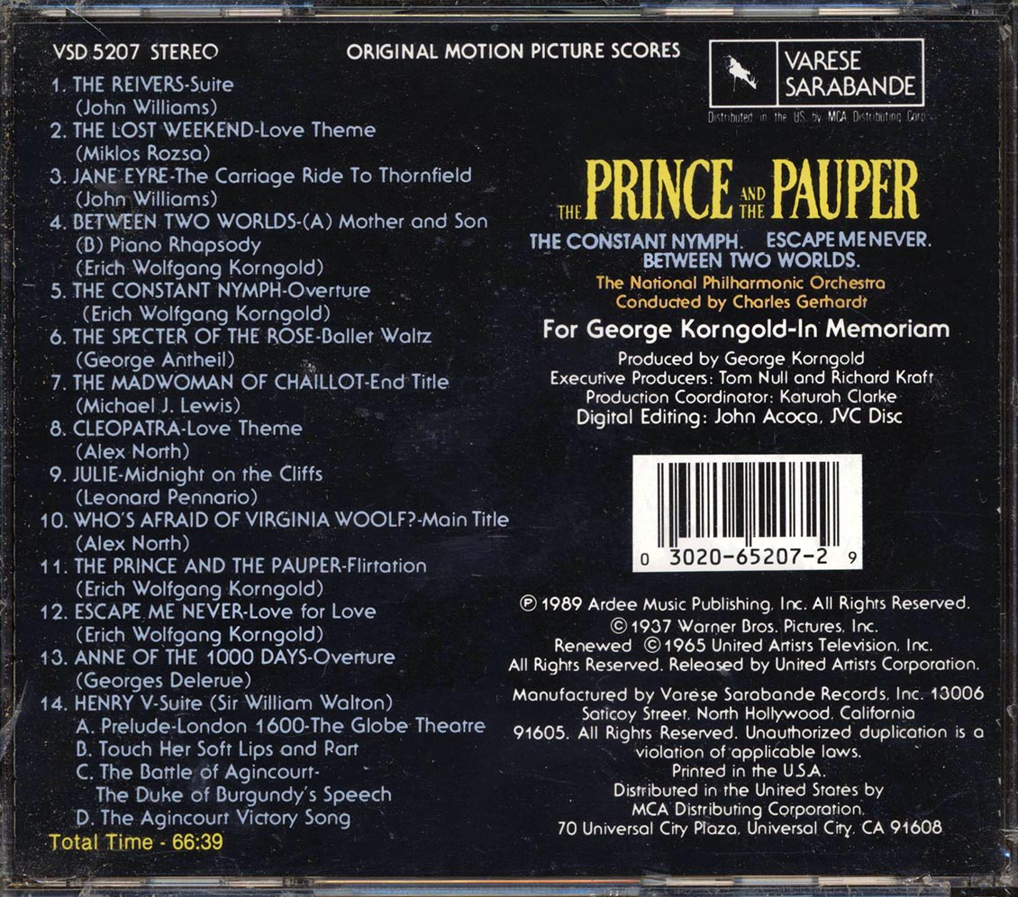Erich Wolfgang Korngold, John Williams, Alex North, Etc. - The Prince And The Pauper - CD, CD
