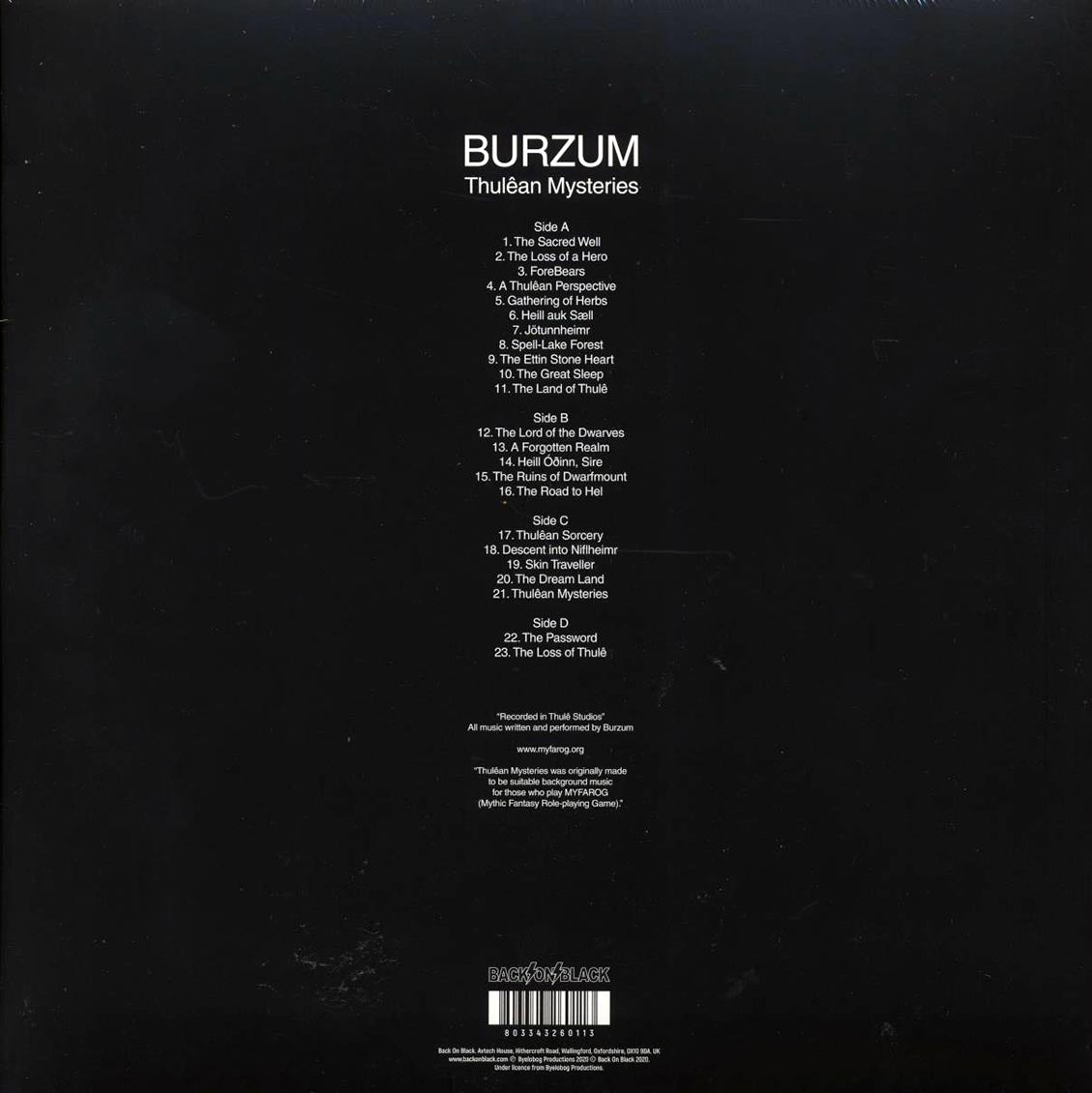 Burzum - Thulean Mysteries (ltd. ed.) (2xLP) (clear vinyl) - Vinyl LP, LP