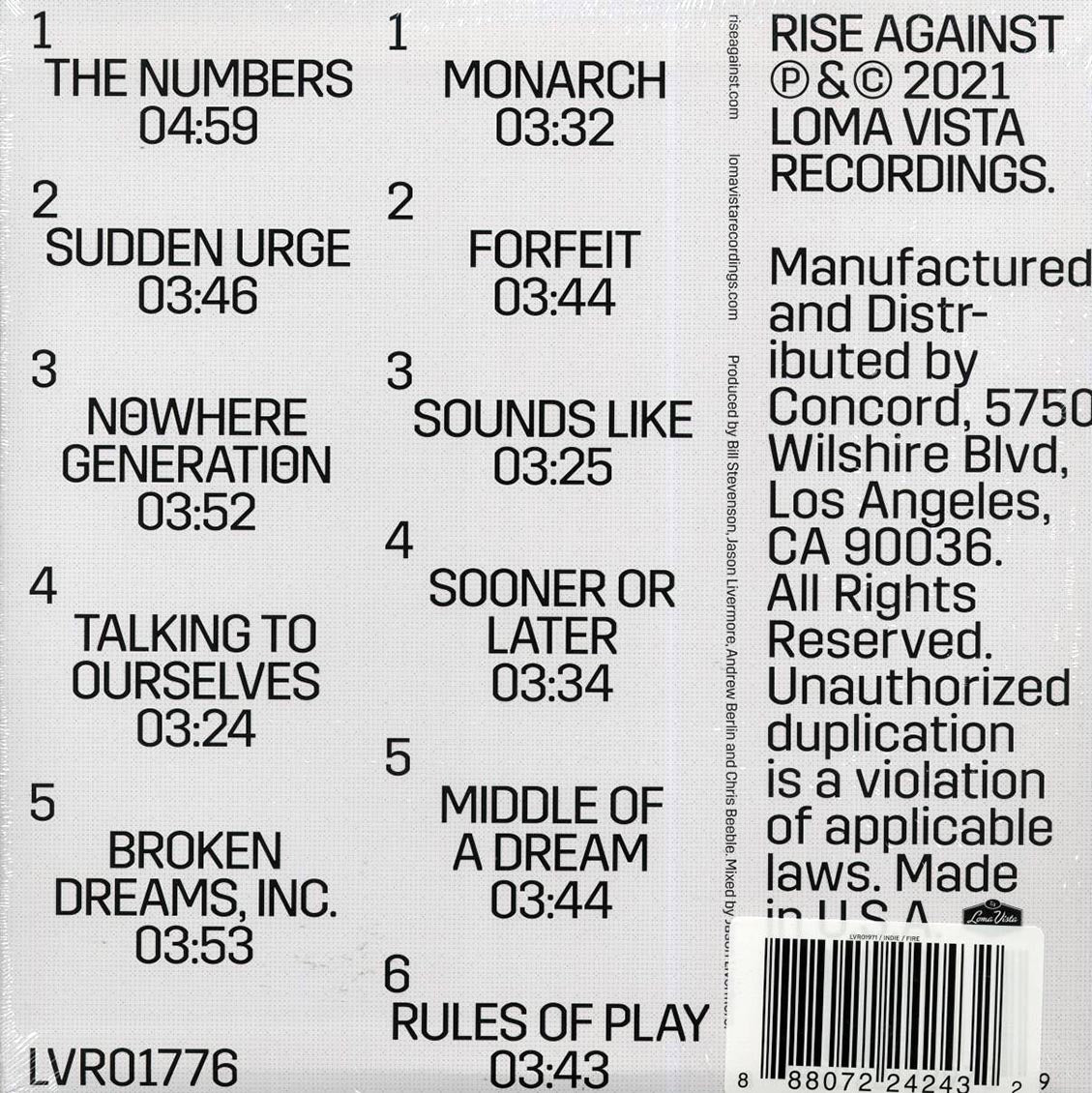 Rise Against - Nowhere Generation (flame orange with red/black/orange smoke vinyl) - Vinyl LP, LP