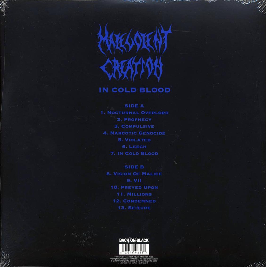 Malevolent Creation - In Cold Blood (ltd. ed.) (blue vinyl) - Vinyl LP, LP