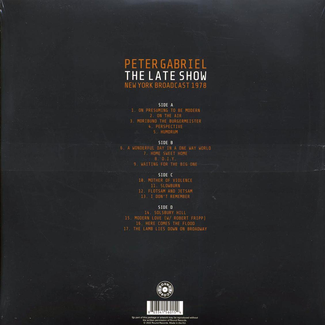 Peter Gabriel - The Late Show: New York Broadcast 1978 (2xLP) - Vinyl LP, LP
