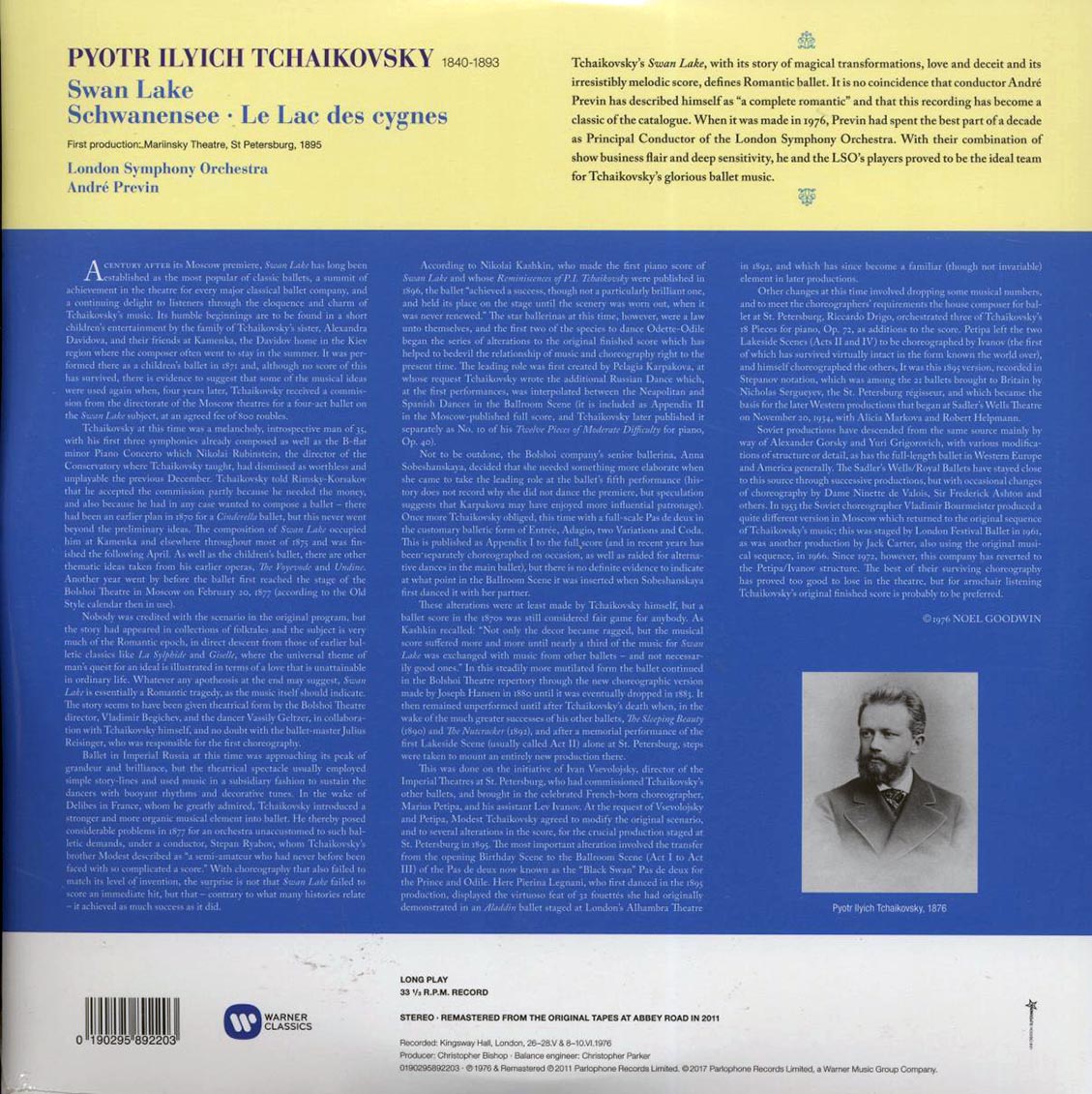 Tchaikovsky, Andre Previn, London Symphony Orchestra, Ida Haendel - Swan Lake: Complete Ballet (3xLP) (180g) (remastered) - Vinyl LP, LP