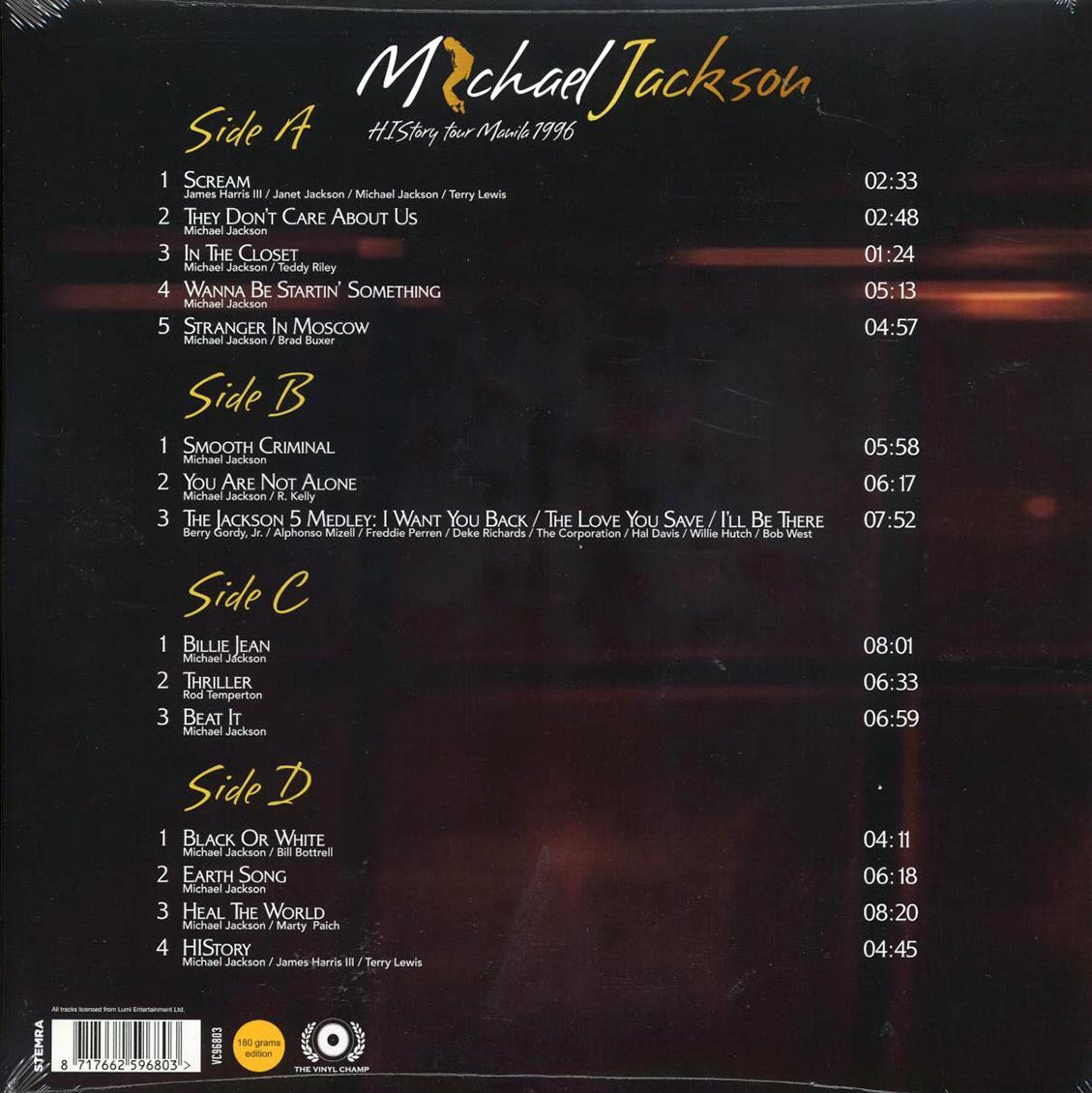 Michael Jackson - History Tour Manila 1996 (ltd. ed.) (2xLP) (180g) (gold vinyl) - Vinyl LP, LP