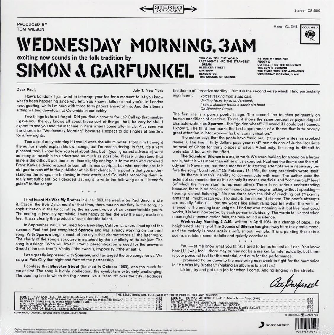 Simon & Garfunkel - Wednesday Morning, 3 AM - Vinyl LP, LP