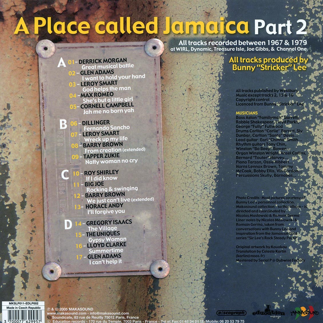 Barry Brown, Glen Adams, The Uniques, Lloyd Clarke, Etc. - A Place Called Jamaica Part 2: Bunny Lee Productions From 60's & 70's (2xLP) - Vinyl LP, LP
