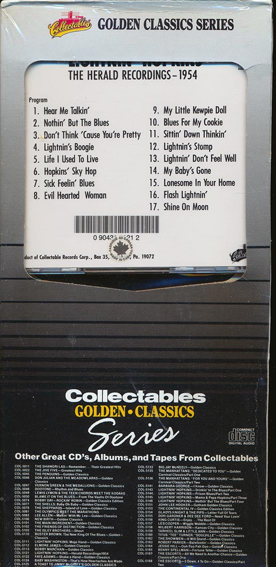 Lightnin' Hopkins - The Herald Recordings 1954 (orig. longbox packaging) - CD, CD