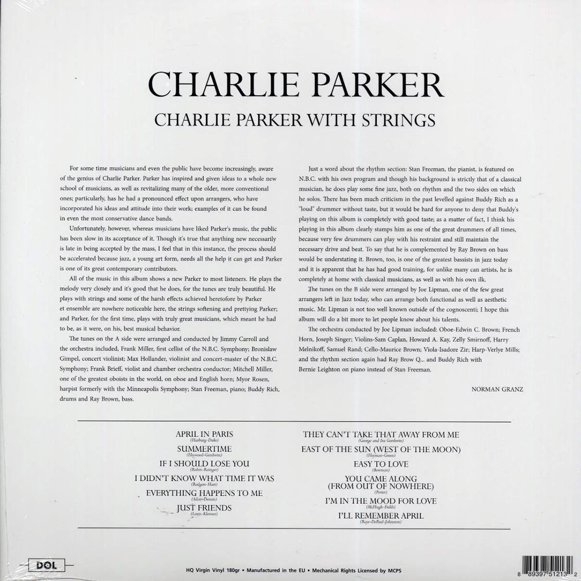 Charlie Parker - Charlie Parker With Strings (180g) - Vinyl LP, LP