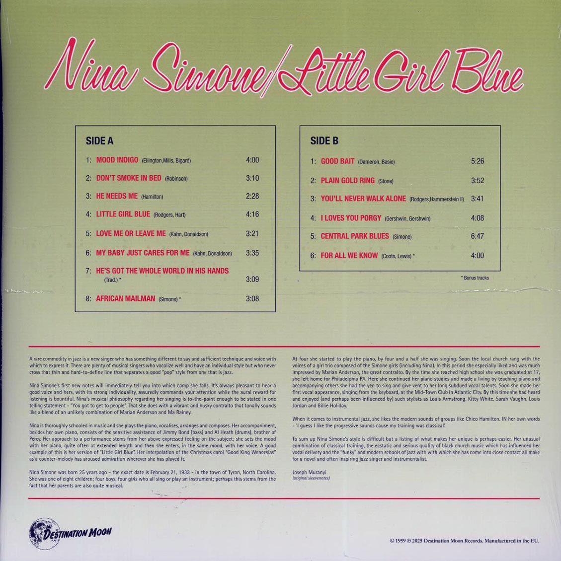 Nina Simone - Little Girl Blue (ltd. 500 copies made) (clear vinyl) - Vinyl LP, LP