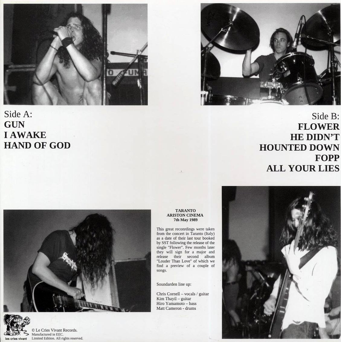 Soundgarden - Taranto Ariston Cinema 7th May 1989 (black/white splatter vinyl) - Vinyl LP, LP