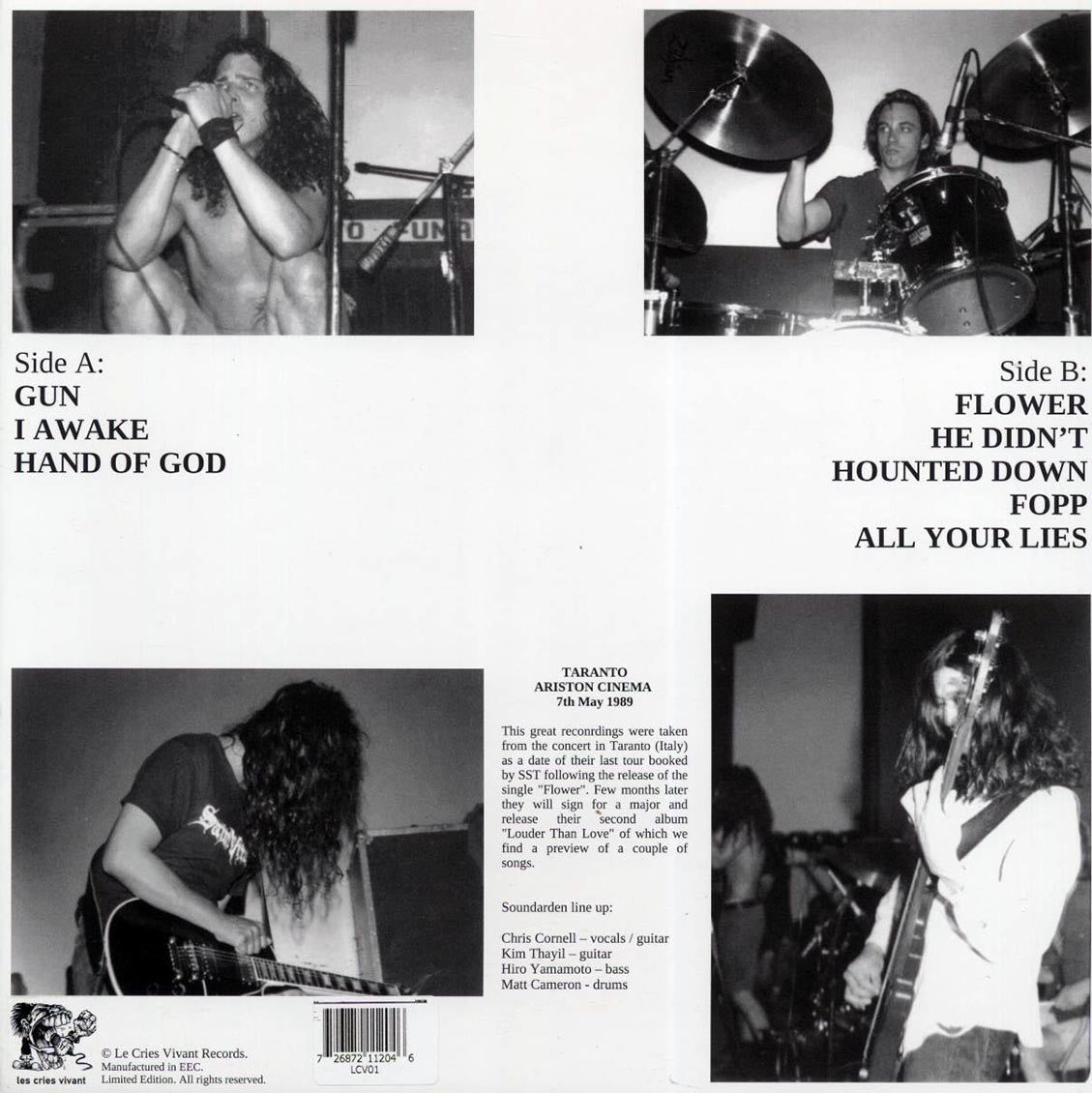 Soundgarden - Taranto Ariston Cinema 7th May 1989 - Vinyl LP, LP