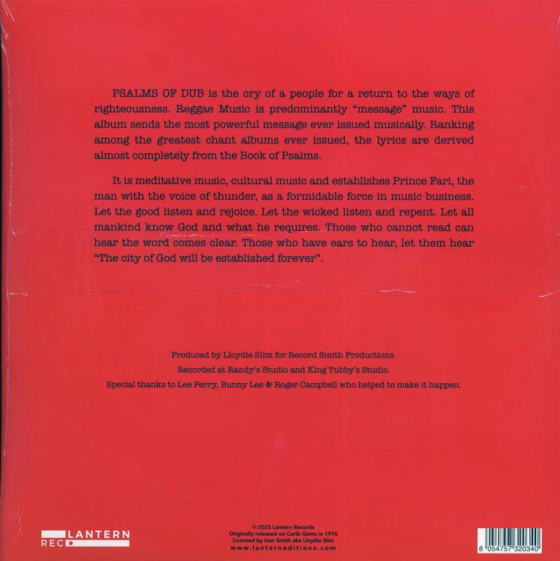 Prince Far I - Psalms For I - Vinyl LP, LP