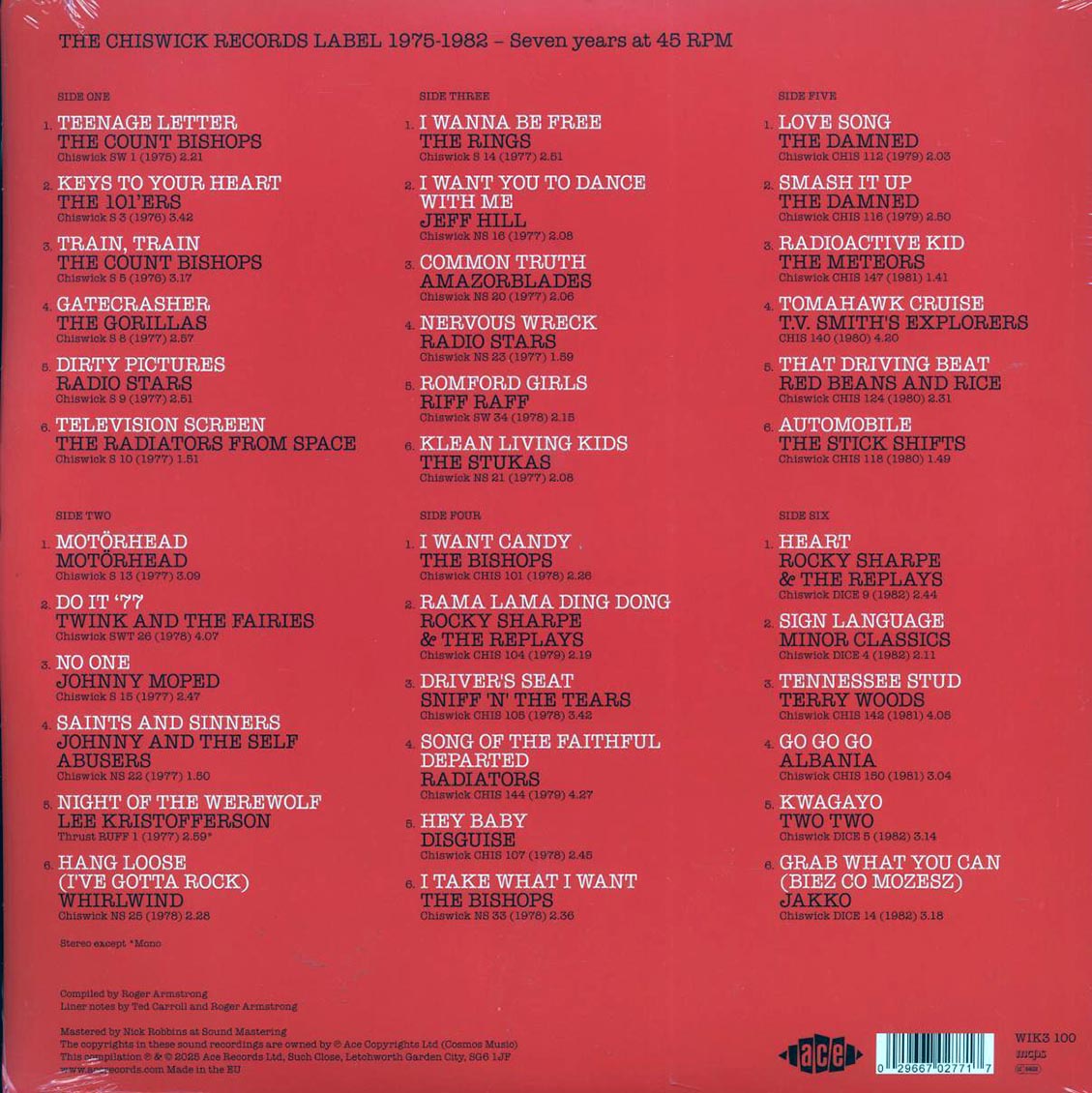 The Damned, Motorhead, The Meteors, Johnny Moped, Etc. - Chiswick Records 1973-1982: Seven Years At 45 RPM (50th Anniv. Ed.) (ltd. 500 copies made) (3xLP) - Vinyl LP, LP