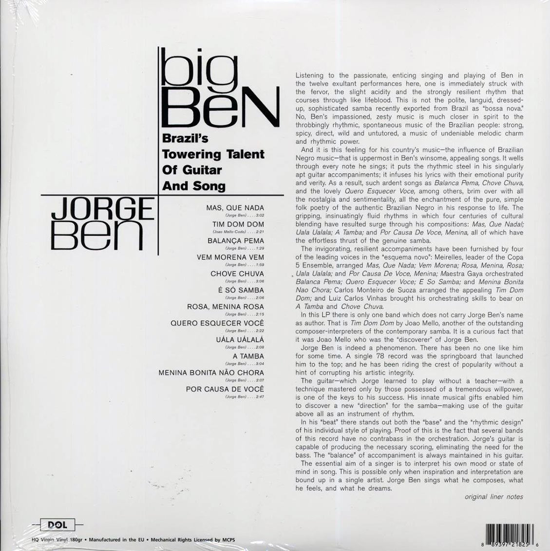 Jorge Ben - Big Ben: Brazil's Towering Talent Of Guitar And Song (180g) - Vinyl LP, LP