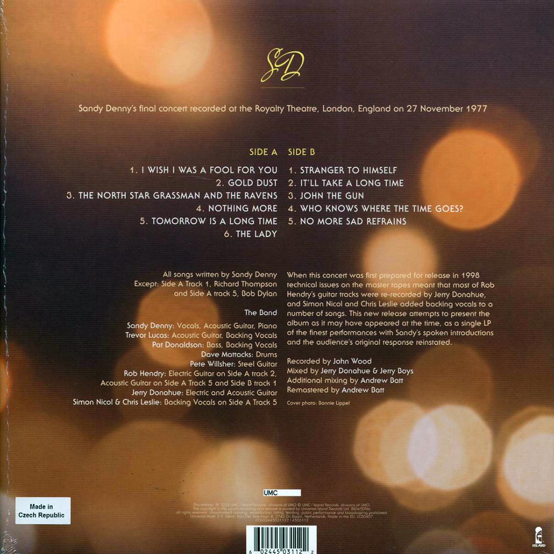 Sandy Denny - Gold Dust: Live At The Royalty (RSD 2022) (ltd. ed.) (180g) (remastered) - Vinyl LP, LP