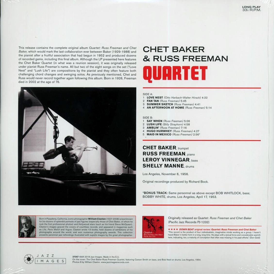 Chet Baker, Russ Freeman Quartet - Chet Baker & Russ Freeman Quartet (+bonus track) (ltd. ed.) (180g) - Vinyl LP, LP