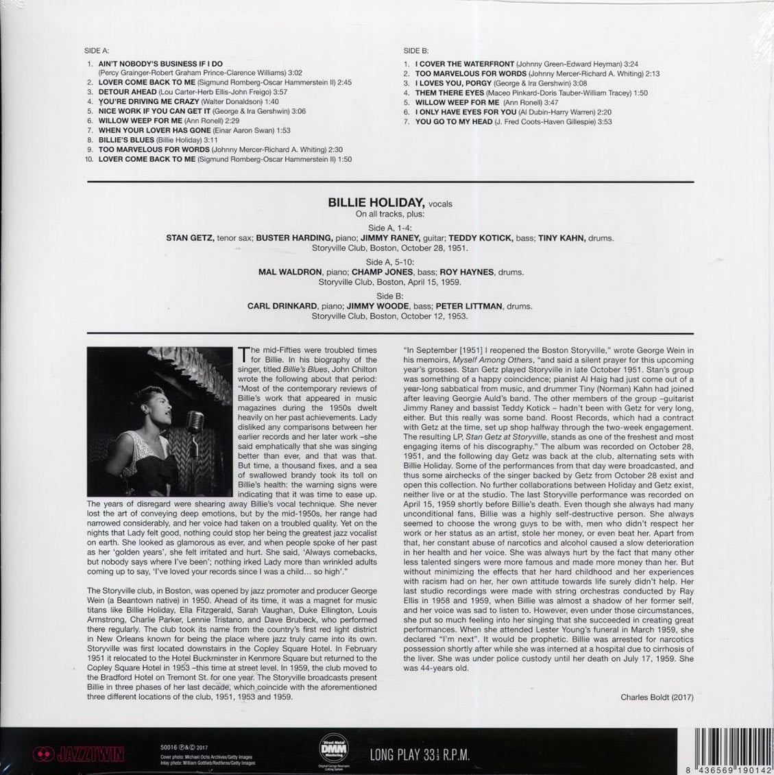 Billie Holiday - Billie Holiday At Storyville Featuring Stan Getz (ltd. ed.) (180g) (remastered) - Vinyl LP, LP