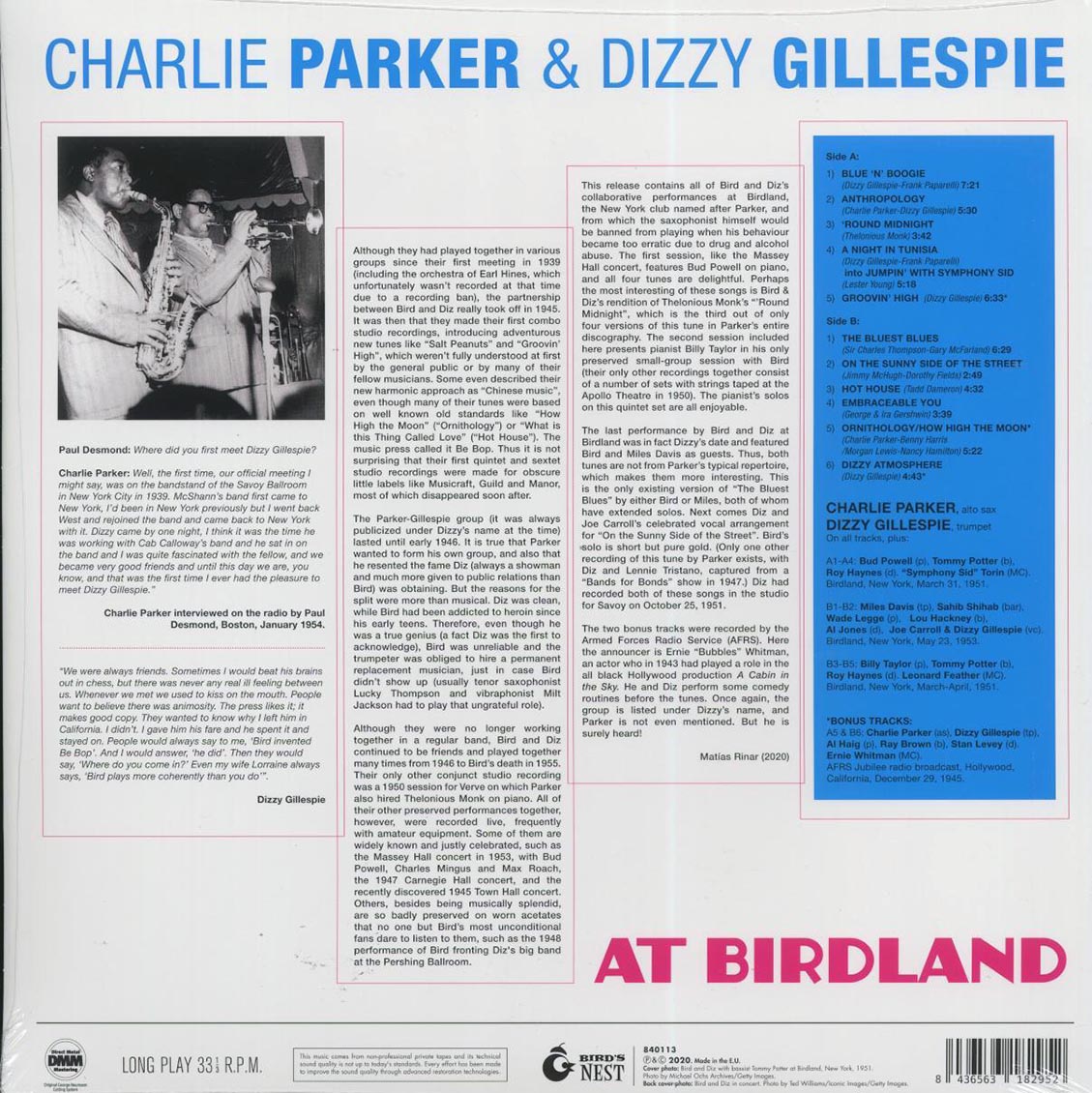 Charlie Parker, Dizzy Gillespie - At Birdland (+2 bonus tracks) (ltd. ed.) (180g) (orange vinyl) - Vinyl LP, LP