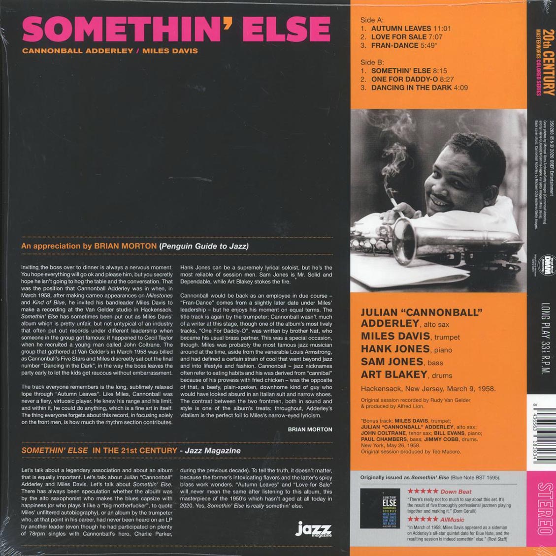 Cannonball Adderley, Miles Davis - Somethin' Else (+bonus track) (ltd. ed.) (180g) (blue vinyl) - Vinyl LP, LP