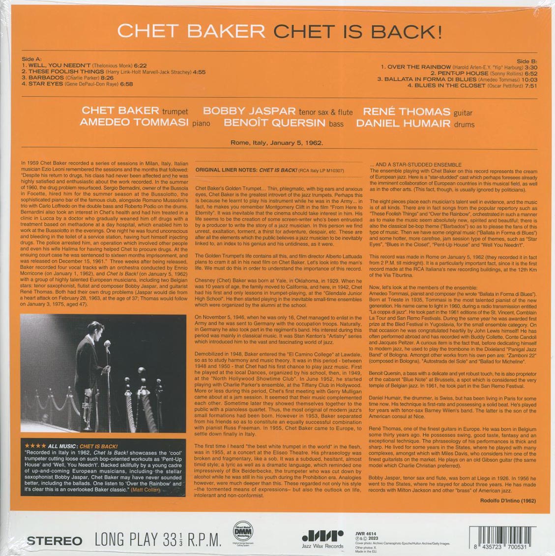 Chet Baker - Chet is Back! (ltd. ed.) (180g) (remastered) - Vinyl LP, LP