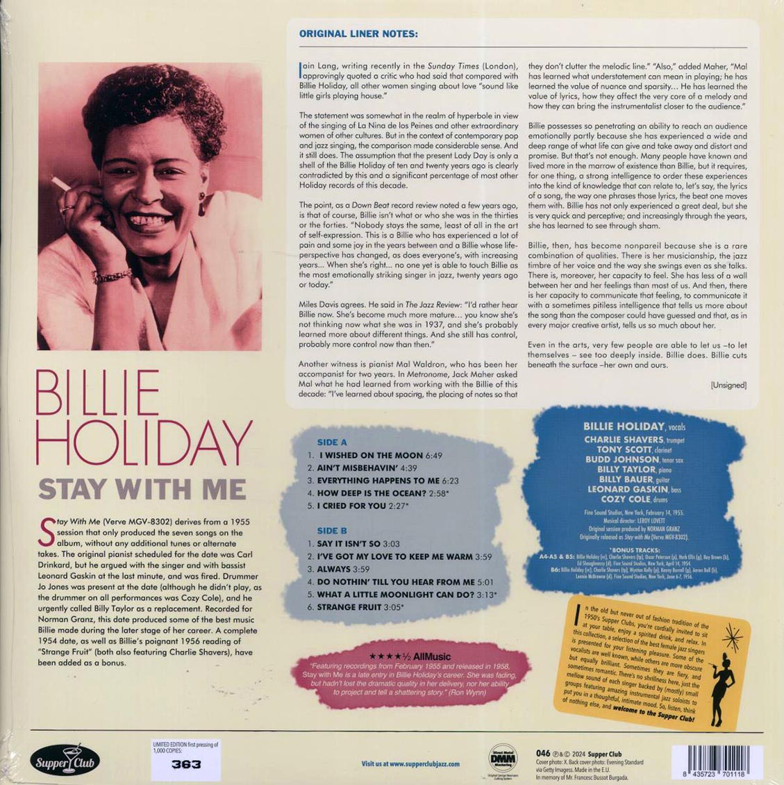 Billie Holiday - Stay With Me (ltd. ed.) (180g) - Vinyl LP, LP