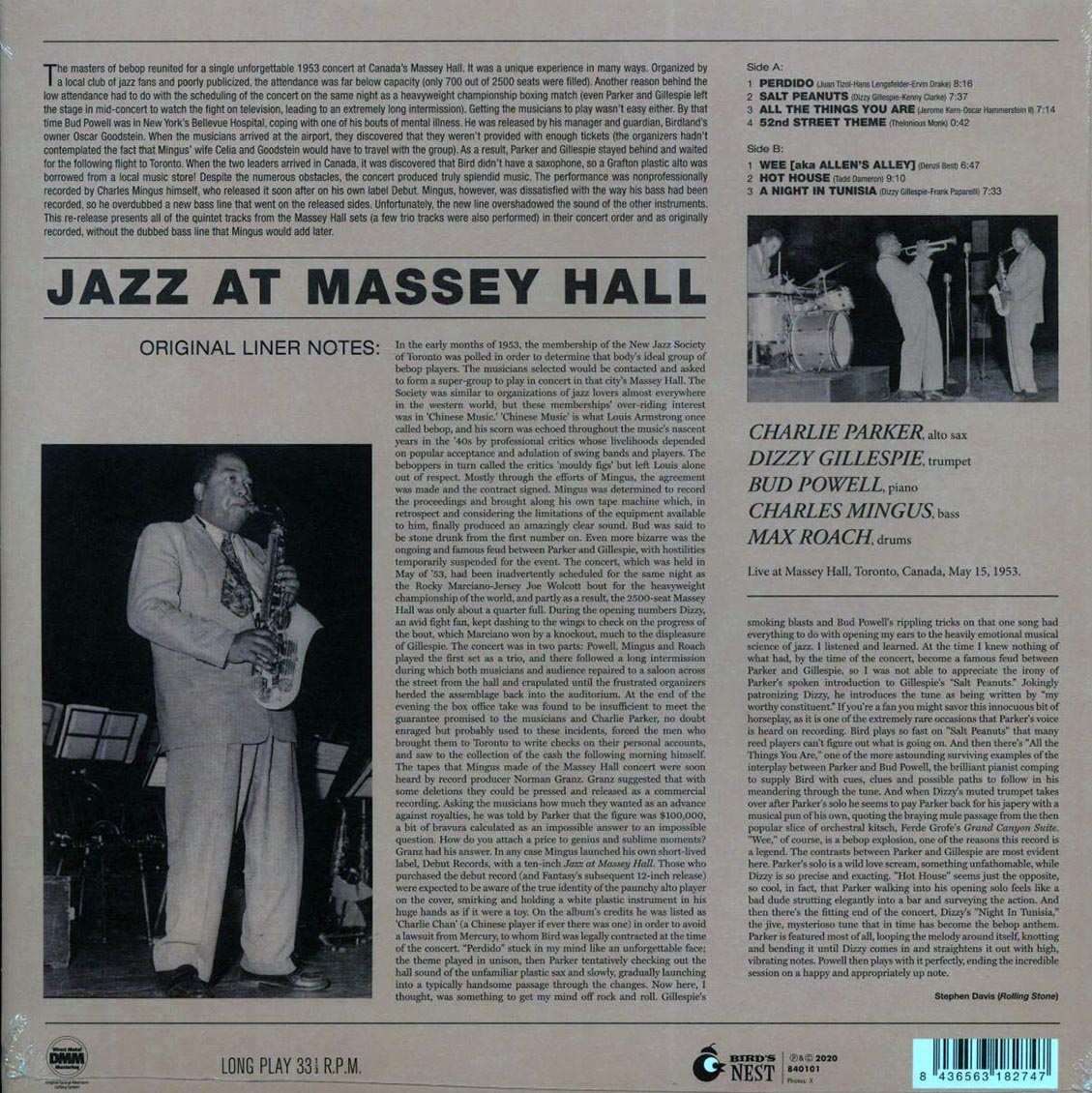 Charlie Parker, Dizzy Gillespie, Bud Powell, Charles Mingus, Max Roach - Jazz At Massey Hall (ltd. ed.) (180g) (yellow vinyl) - Vinyl LP, LP
