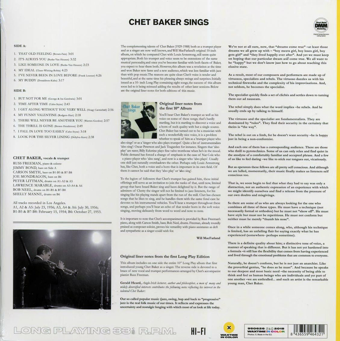 Chet Baker - Sings (ltd. ed.) (180g) (yellow vinyl) - Vinyl LP, LP