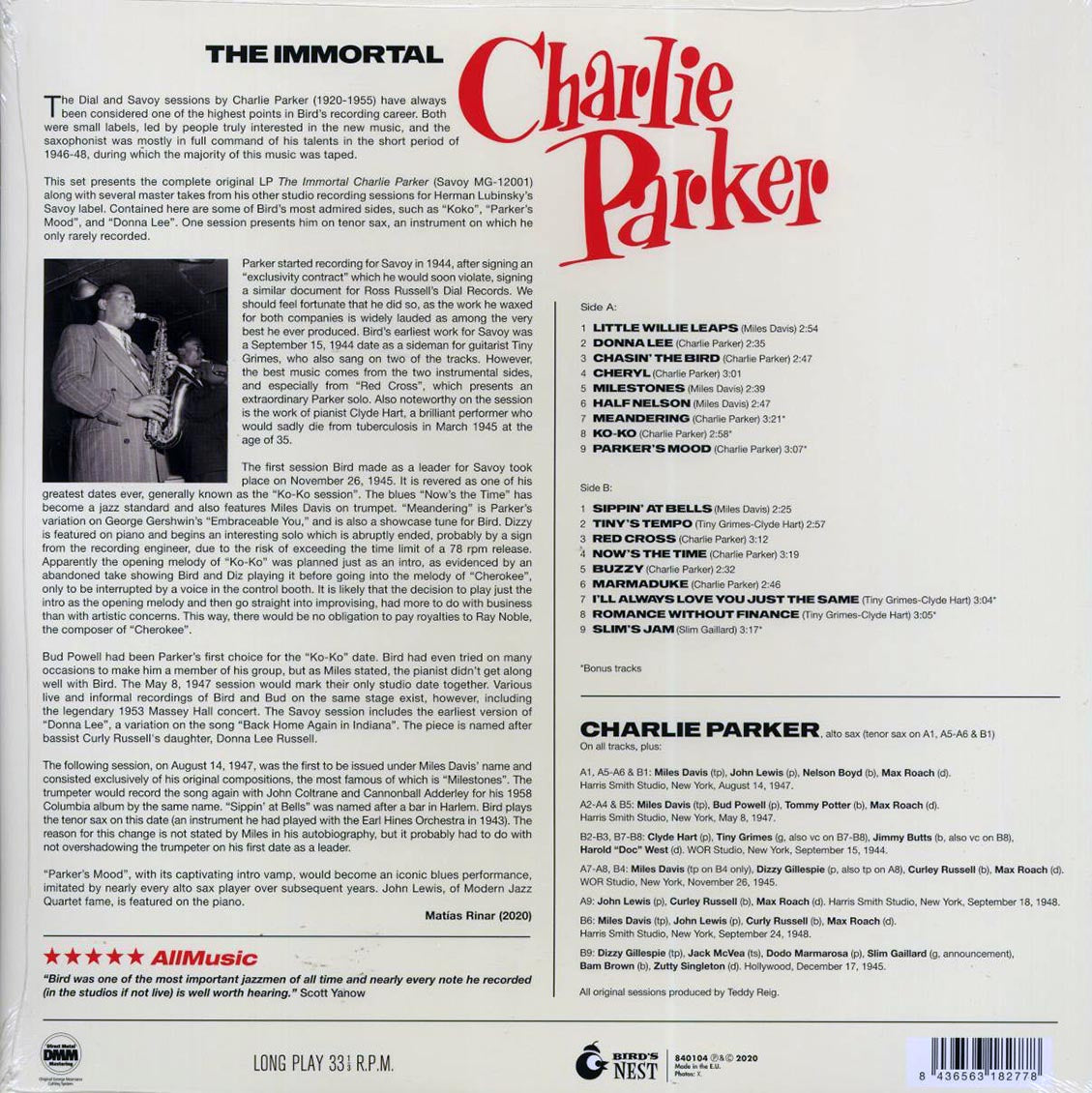 Charlie Parker - The Immortal (+6 bonus tracks) (ltd. ed.) (180g) (green vinyl) - Vinyl LP, LP