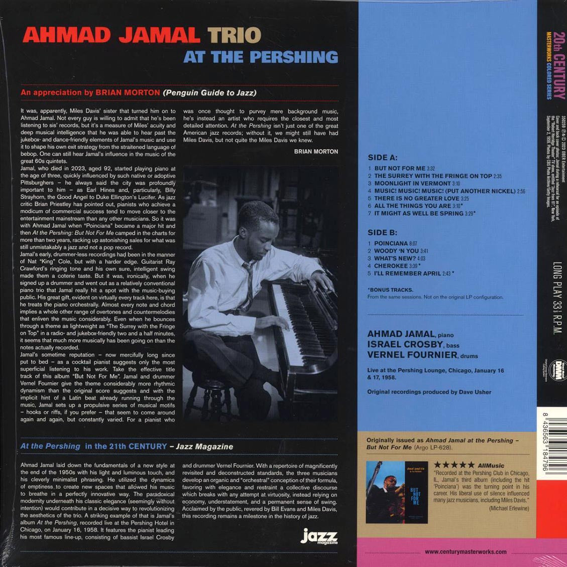 Ahmad Jamal Trio - At The Pershing (+4 bonus tracks) (ltd. ed.) (180g) (blue vinyl) - Vinyl LP, LP