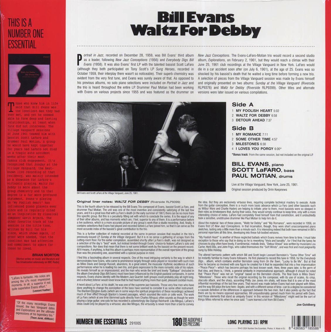 Bill Evans - Waltz For Debby (+bonus track) (ltd. ed.) (180g) - Vinyl LP, LP