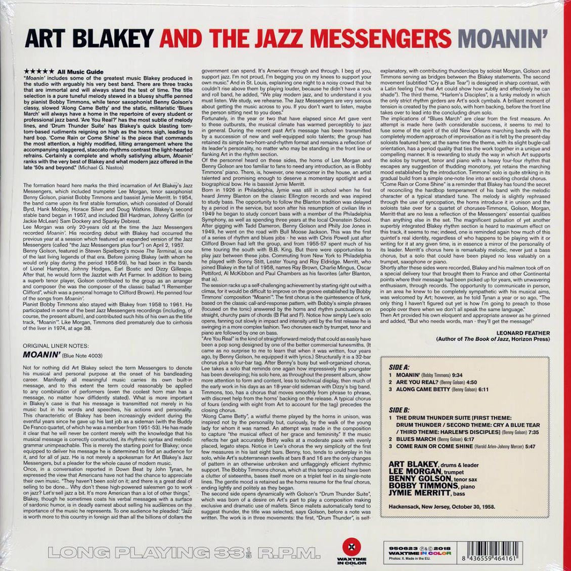 Art Blakey & The Jazz Messengers - Moanin' (ltd. ed.) (180g) (red vinyl) - Vinyl LP, LP