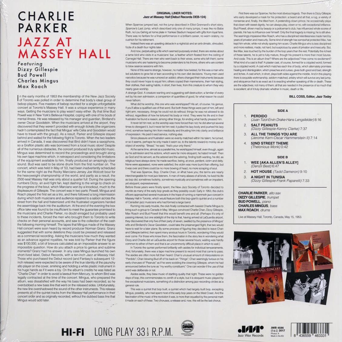 Charlie Parker, Dizzy Gillespie, Bud Powell, Charles Mingus, Max Roach - Jazz At Massey Hall (ltd. ed.) (180g) (remastered) - Vinyl LP, LP