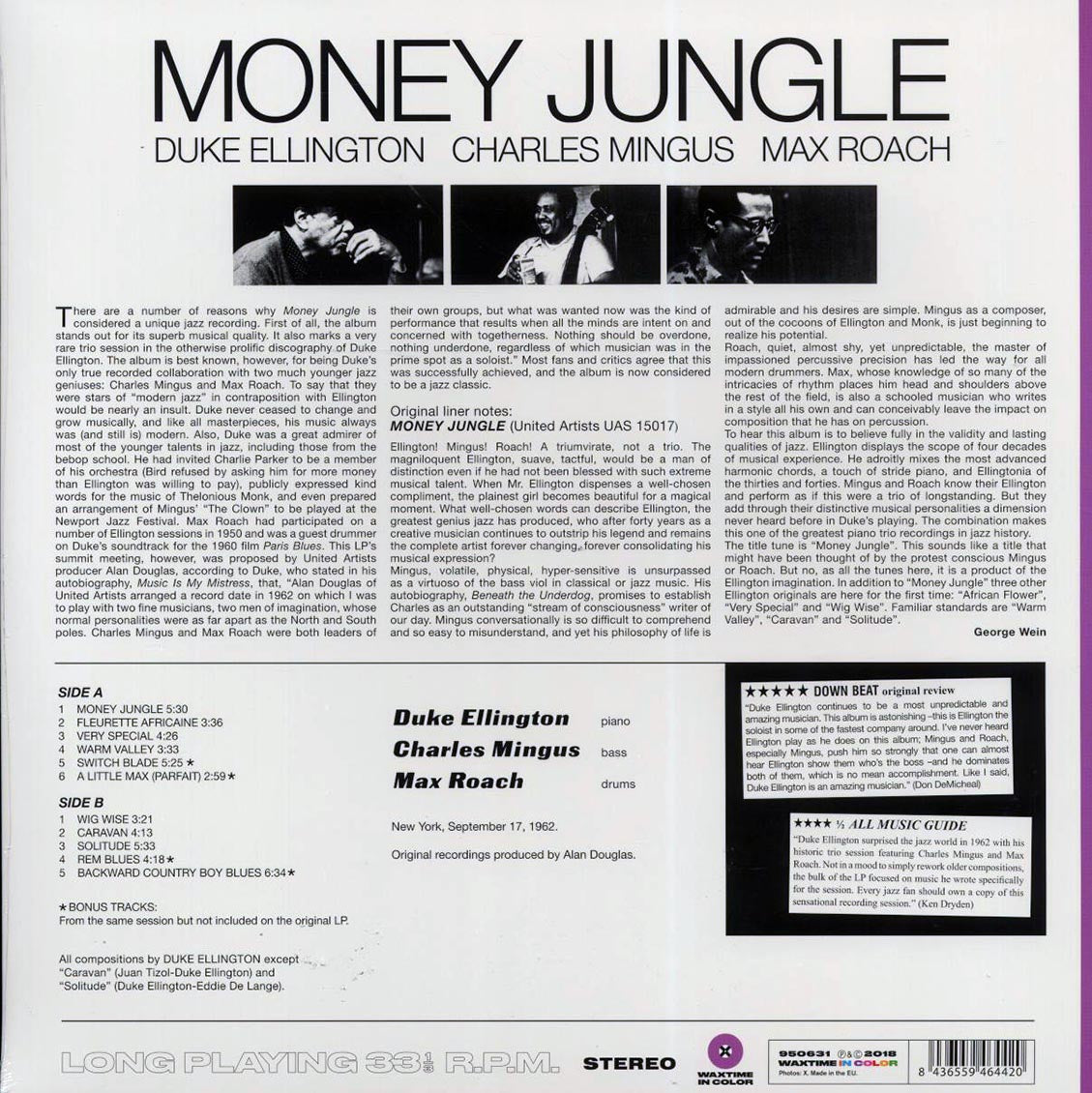 Duke Ellington, Charlie Mingus, Max Roach - Money Jungle (+4 bonus tracks) (ltd. ed.) (180g) (purple vinyl) - Vinyl LP, LP