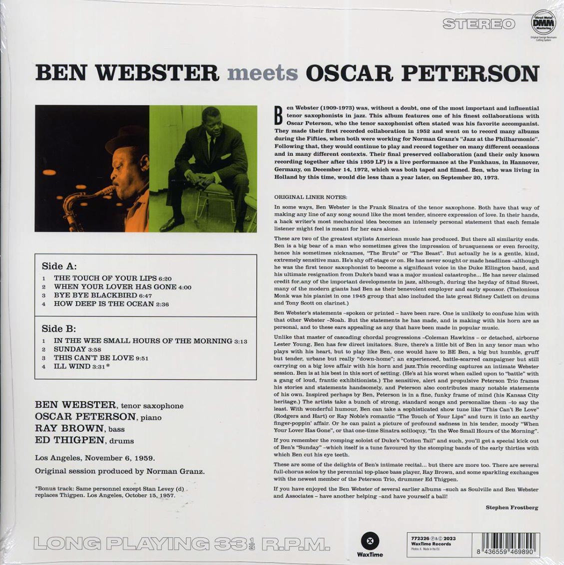 Ben Webster, Oscar Peterson - Ben Webster Meets Oscar Peterson (+bonus track) (ltd. ed.) (180g) - Vinyl LP, LP