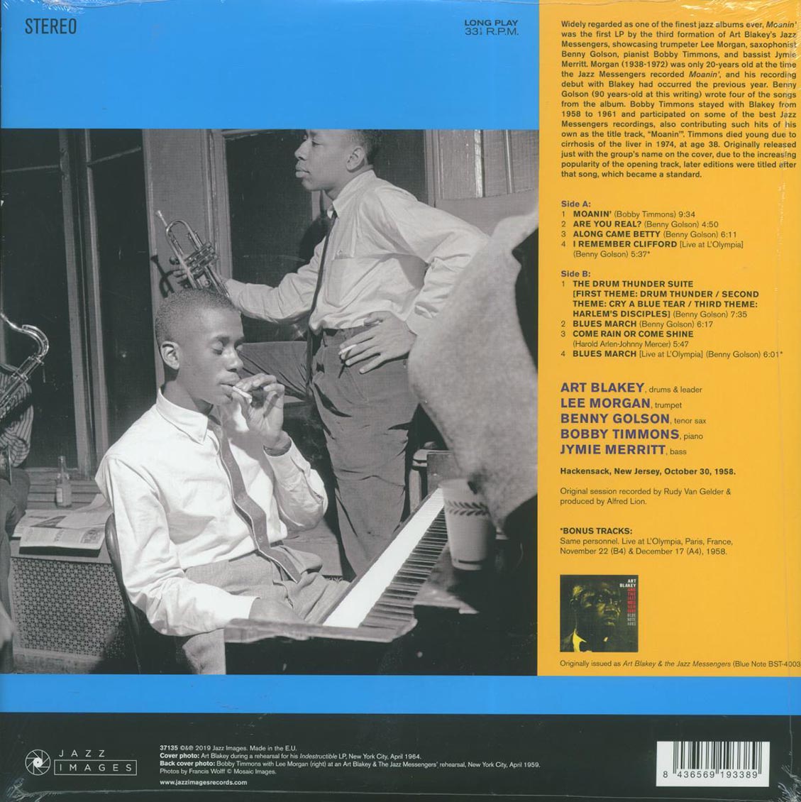 Art Blakey & The Jazz Messengers - Moanin’ (+2 bonus tracks) (ltd. ed.) (180g) - Vinyl LP, LP