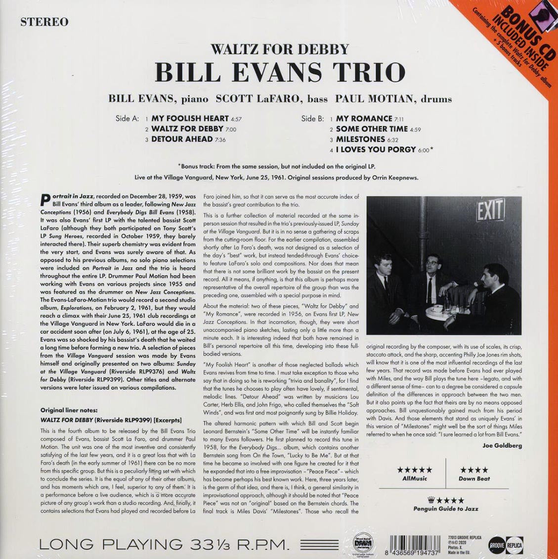 Bill Evans Trio - Waltz For Debby (+5 bonus tracks) (ltd. ed.) (180g) (incl. CD) - Vinyl LP, LP