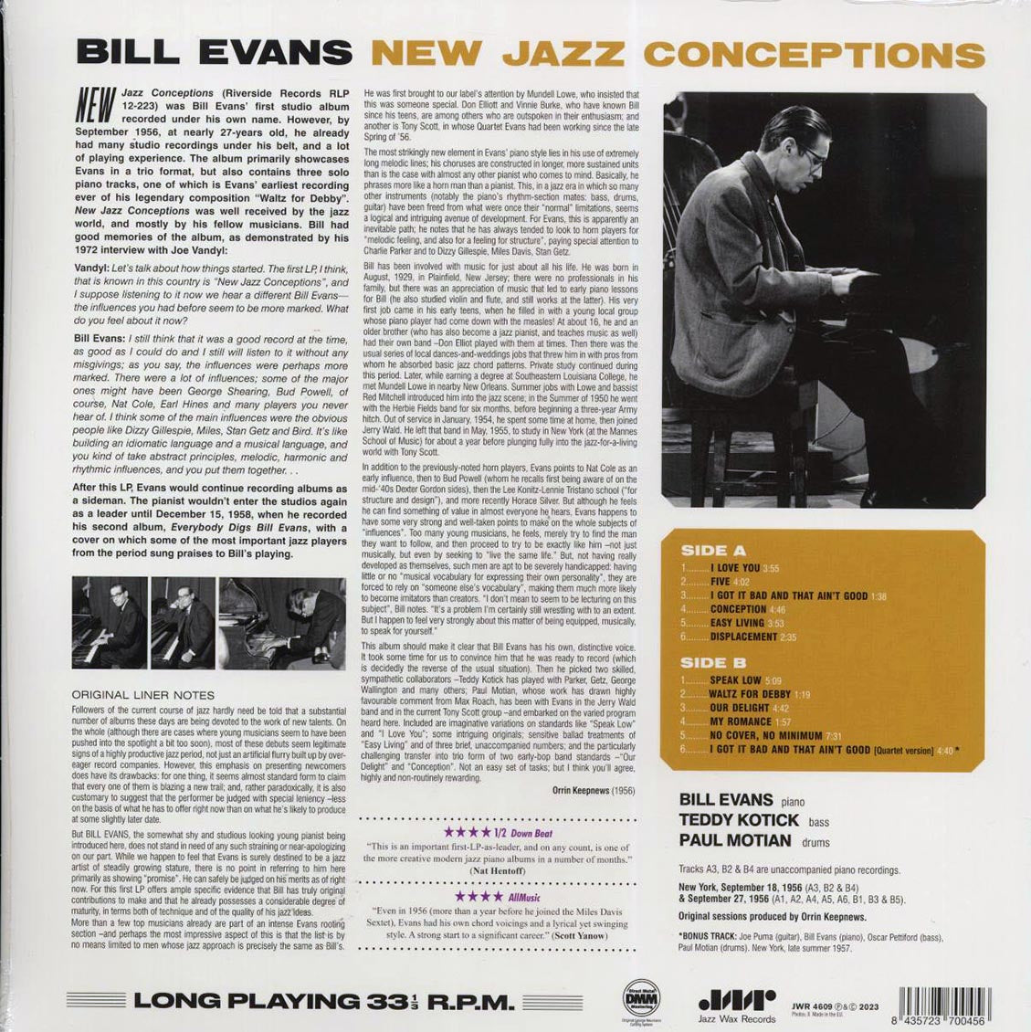 Bill Evans - New Jazz Conceptions (+bonus track) (mono) (ltd. ed.) (180g) - Vinyl LP, LP
