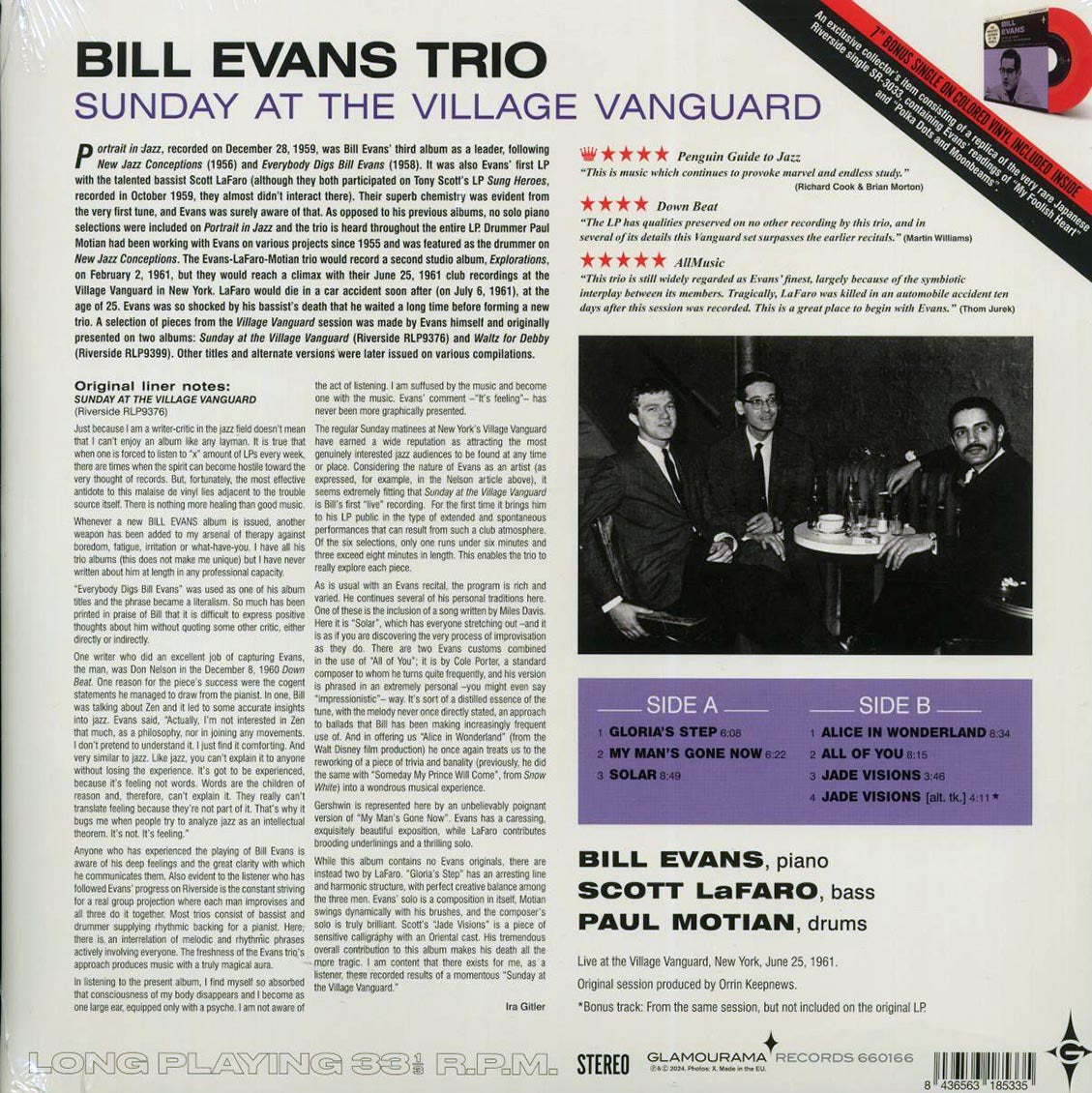 Bill Evans Trio - Sunday At The Village Vanguard (+bonus track) (ltd. ed.) (180g) (incl. 7") - Vinyl LP, LP