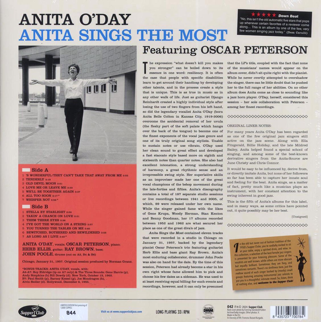 Anita O'Day - Anita Sings The Most (+3 bonus tracks) (ltd. ed.) (180g) - Vinyl LP, LP