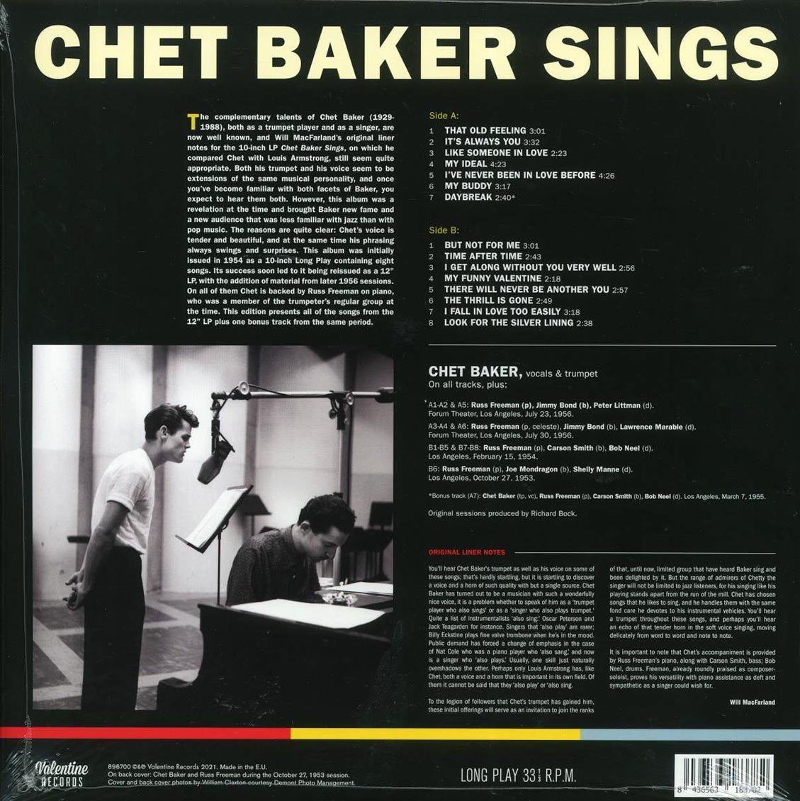 Chet Baker - Sings (+bonus track) (ltd. ed.) (180g) - Vinyl LP, LP