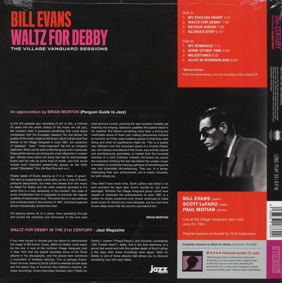 Bill Evans - Waltz For Debby: The Village Vanguard Sessions (+2 bonus tracks) (ltd. ed.) (180g) (red vinyl) - Vinyl LP, LP