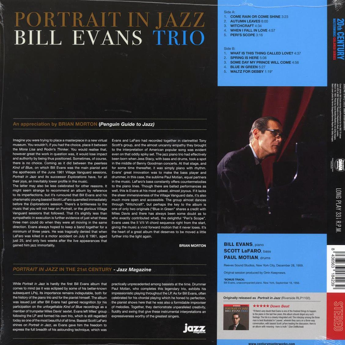 Bill Evans Trio - Portrait In Jazz (+bonus track) (ltd. ed.) (180g) (blue vinyl) - Vinyl LP, LP