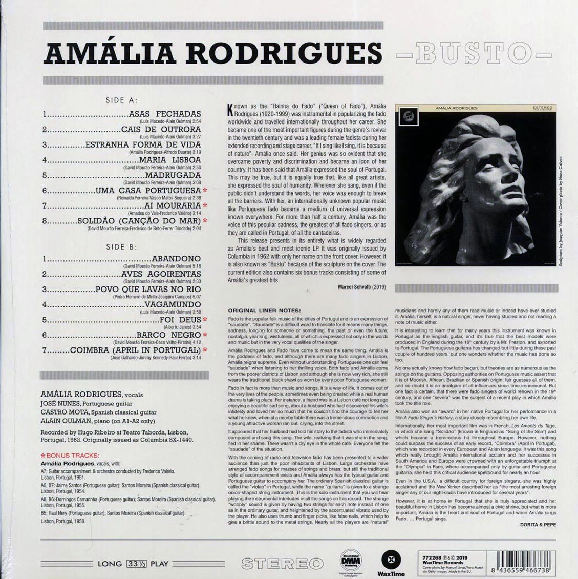 Amalia Rodrigues - Busto (+6 bonus tracks) (ltd. ed.) (180g) - Vinyl LP, LP