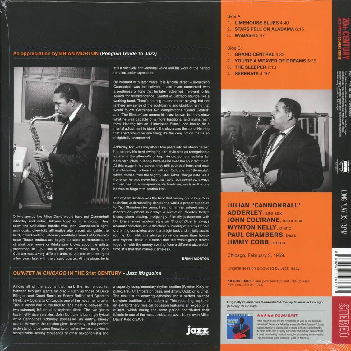 Cannonball Adderley, John Coltrane - Quintet In Chicago (+bonus track) (ltd. ed.) (180g) (blue vinyl) - Vinyl LP, LP