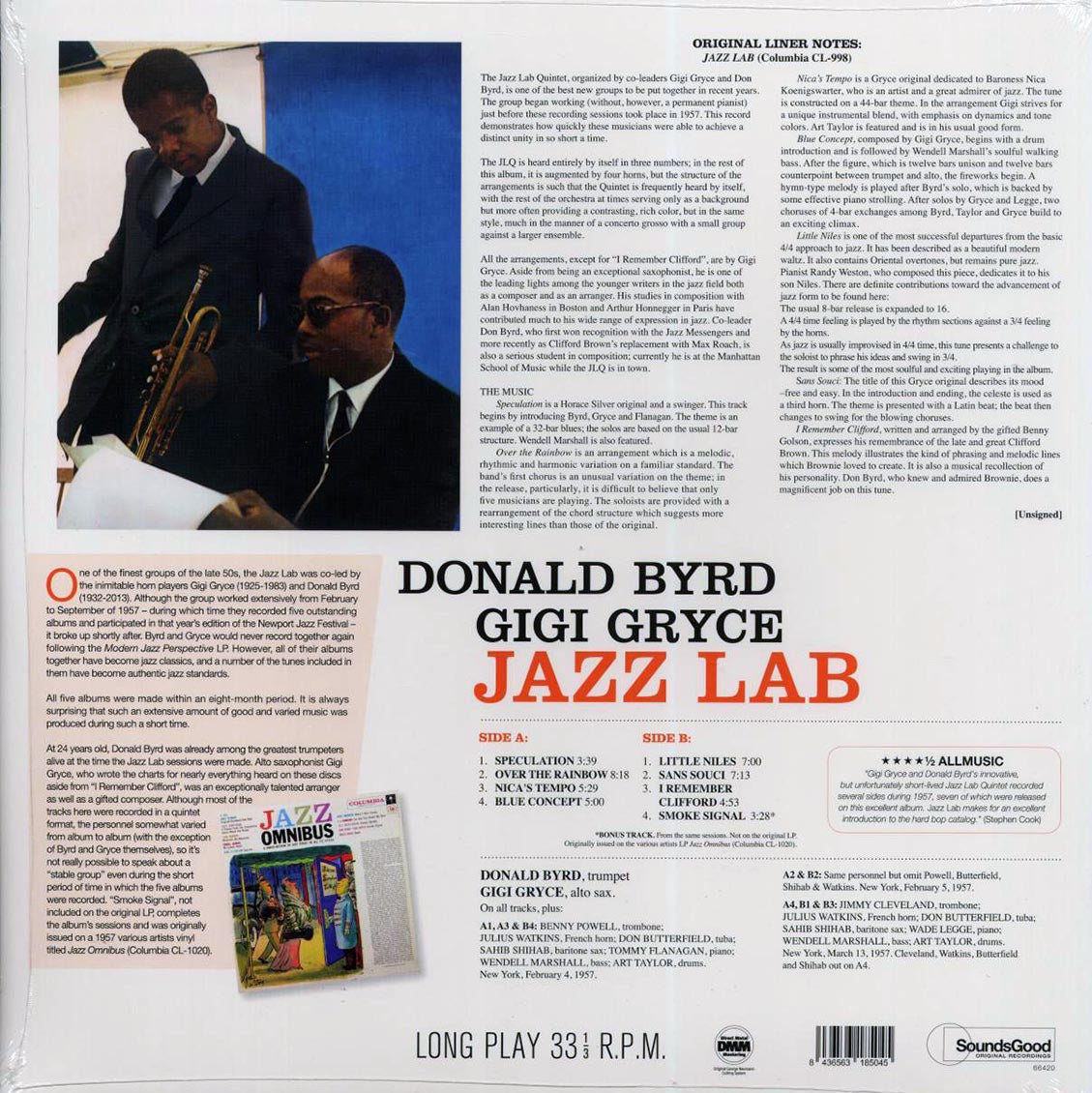 Don Byrd, Gigi Gryce - Jazz Lab (+bonus track) (ltd. ed.) (180g) - Vinyl LP, LP