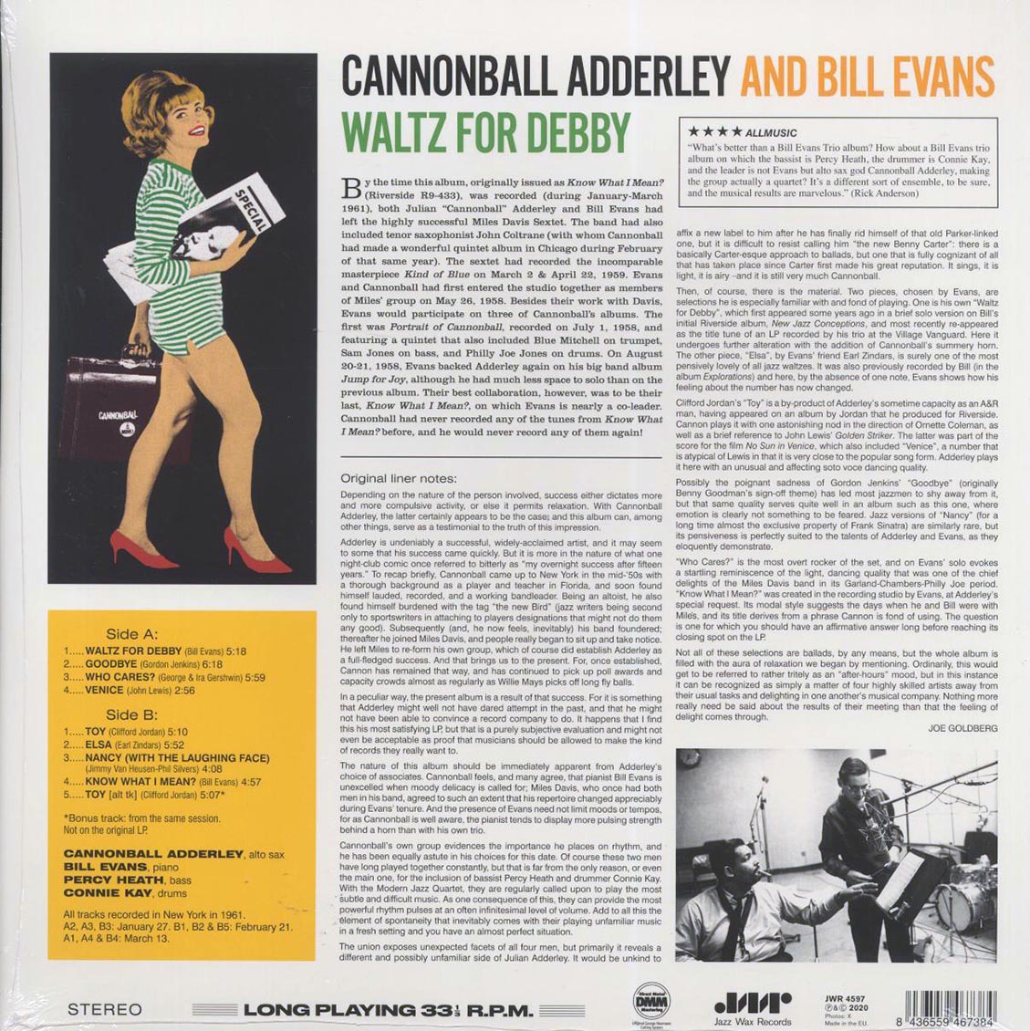 Cannonball Adderley, Bill Evans - Waltz for Debby (+bonus track) (ltd. ed.) (180g) - Vinyl LP, LP
