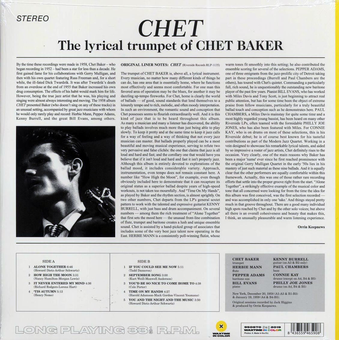Chet Baker - Chet (ltd. ed.) (180g) (yellow vinyl) - Vinyl LP, LP